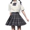 Uniform Skirt Pleated Skirt Checkered Skirt with Ribbon School Skirt Cosplay High School Girl JK High School Student Short Skirt Cute Large Size