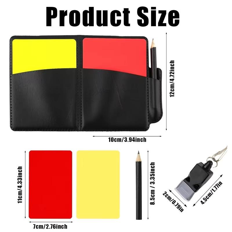 Soccer Referee Card Set Red and Yellow Warning Cards with Record Paper, Pencil, Card Wallet, Soccer Referee Kit Sports Games