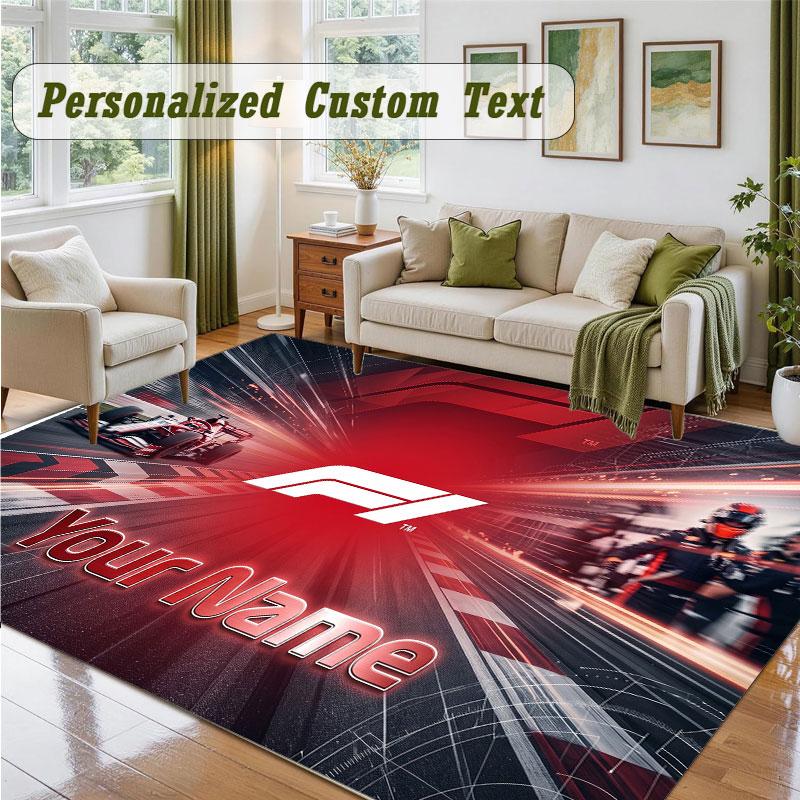 Crystal Velvet Square Rug Custom NameF1 Pattern Non Slip Home Floor Decor Rug