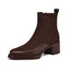 Cow Suede Winter Round Toe Chunky Heels Chelsea Boots Size 43 Women Zipper Retro Elegant Women Platform Ankle Boots