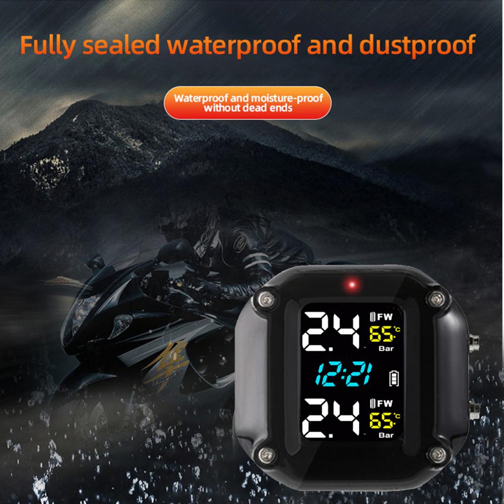 Монитор давления в шинах мотоцикла, цифровой дисплей, беспроводная система мониторинга давления в шинах мотоцикла, 2 внешних датчика в шинах для мотоцикла, мото