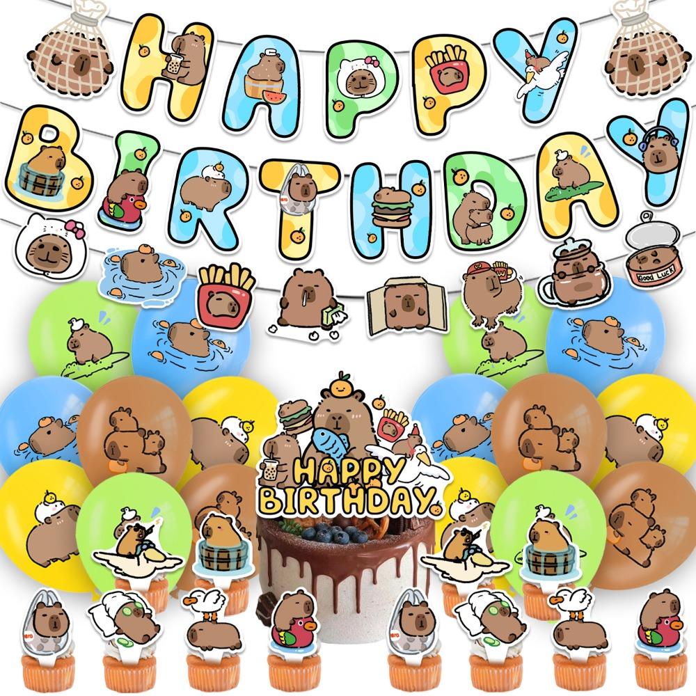Latex Capybara Birthday Party Paper Cake Topper New Happy Birthday Capybara  Banner