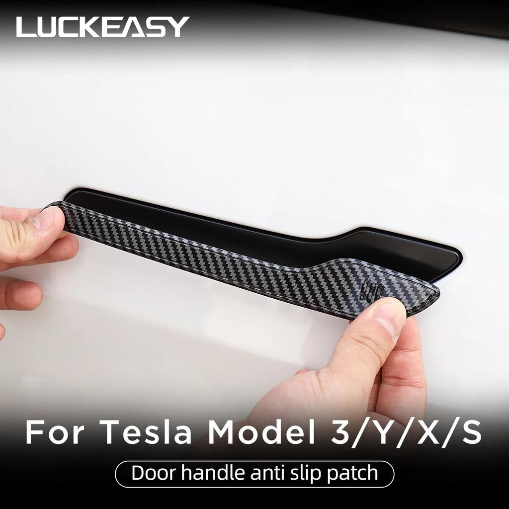 LUCKEASY для Tesla Model 3 YS 2016-2023, автомобильные аксессуары, нашивка на дверную ручку, ABS, декоративные наклейки на дверную ручку