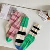 A Pair Stripes Mid Tube Socks Warm Womens Crew Socks Durable Cotton Socks  At All Seasons