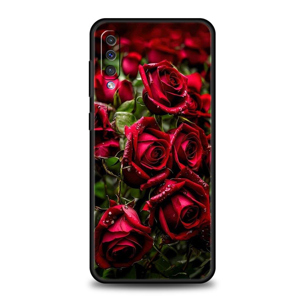 Чехол Для Samsung A24 A12 A14 A32 A50 A70 A20E A20S A10S A22 A40 A34 A54 A42 A52 5G A02S A04s Крышка Красивые Цветы Красной Розы