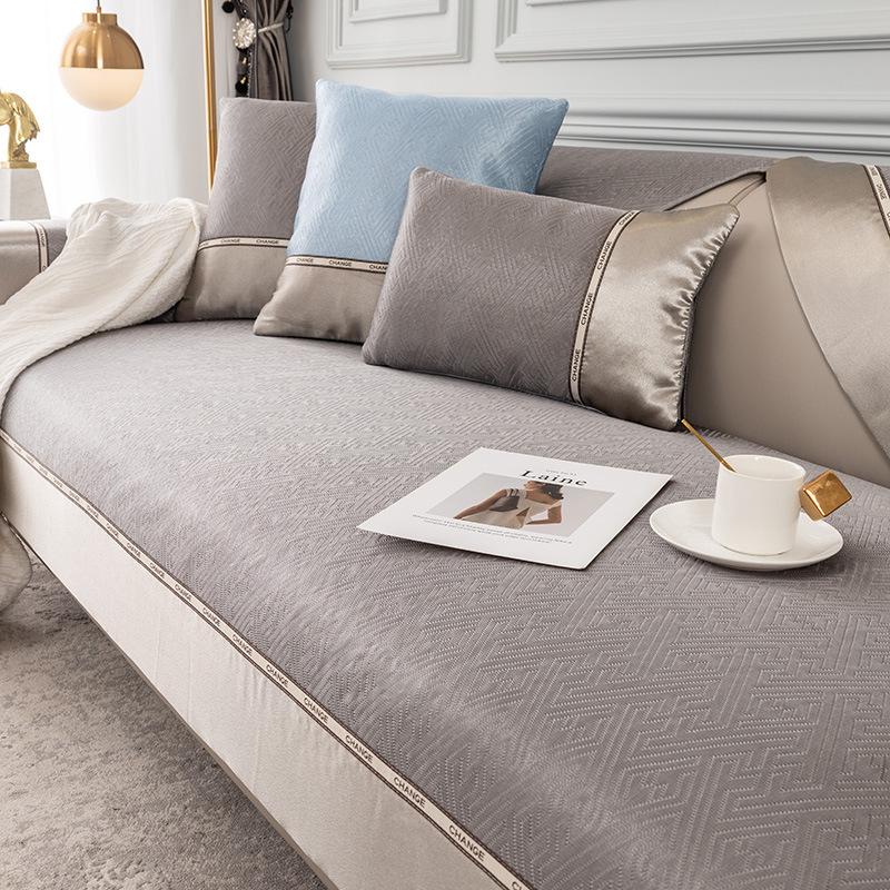 Доступная роскошная стильная подушка для дивана из ледяного шелка, летний коврик, простой современный нескользящий кожаный чехол для дивана, подушка