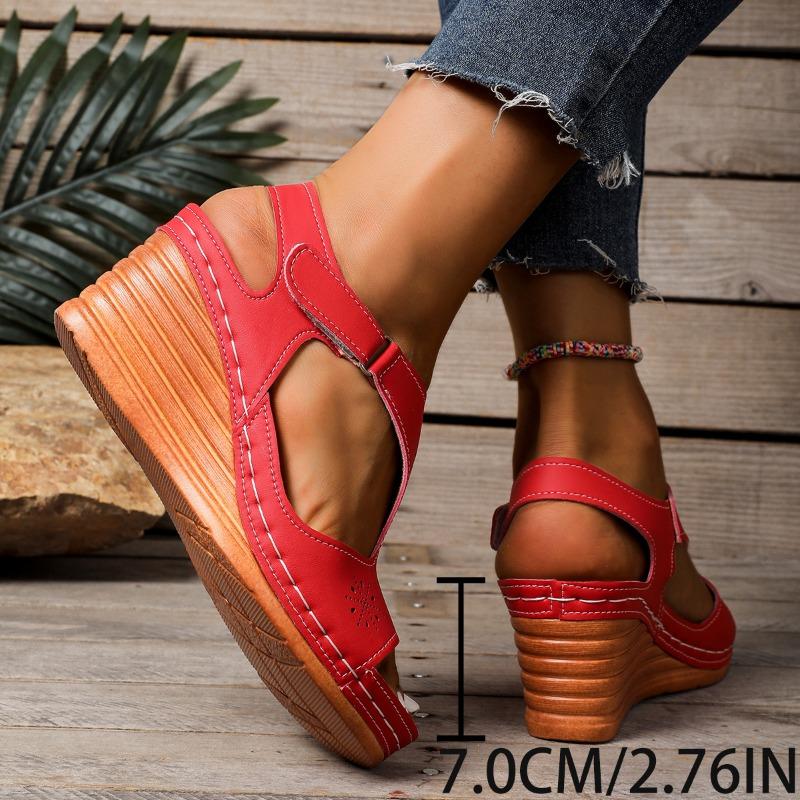 Босоножки больших размеров Женские Летние 2025 Новые Босоножки на платформе с вырезами и липучками Женские