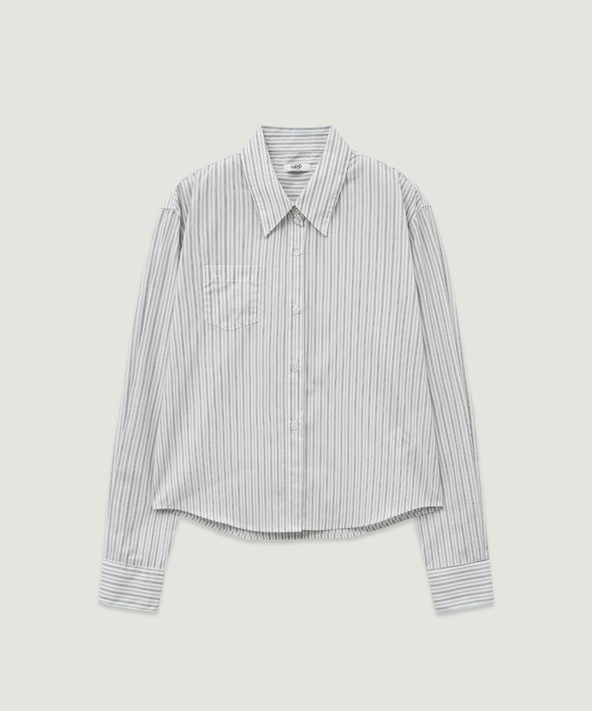 LMOOD WOMEN Country Stripe Cotton Crop Shirt Sepia