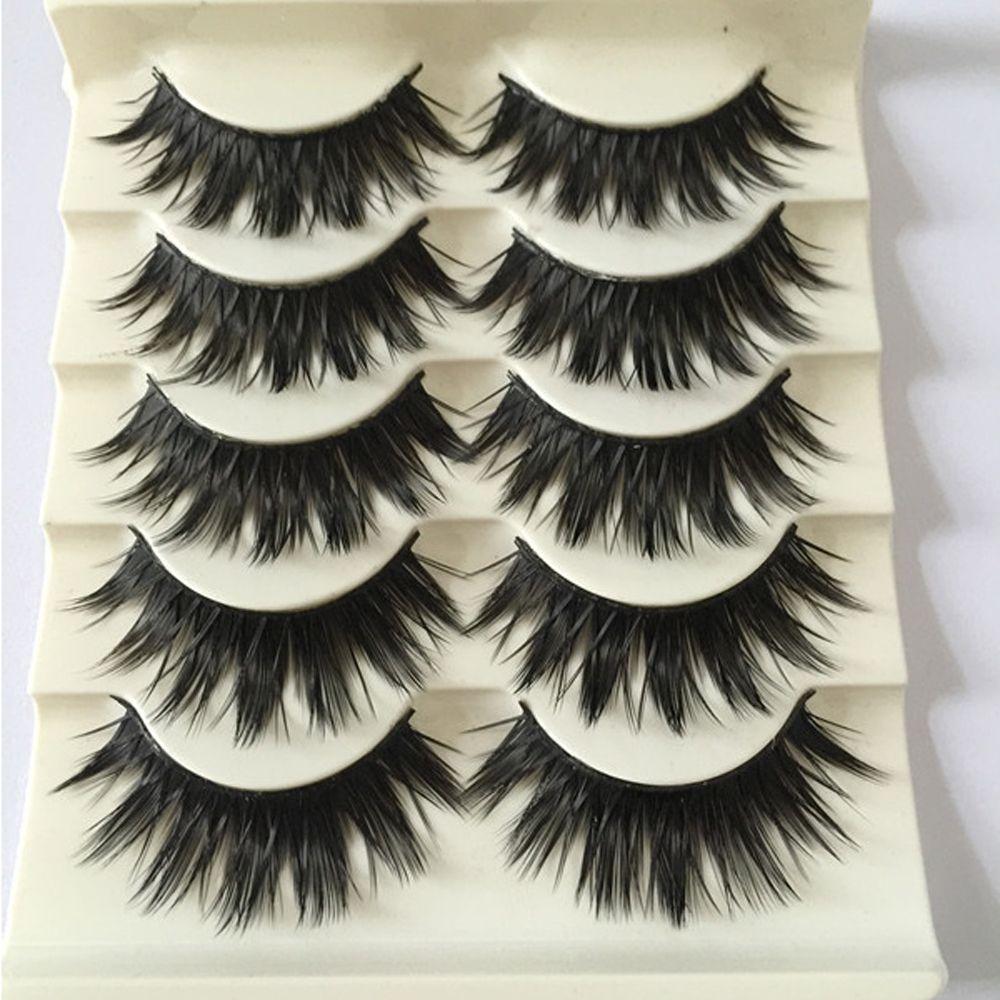 5 Pairs Women Makeup Thick Eye Lash Extensions False Eyelashes 3D Natural Black Long
