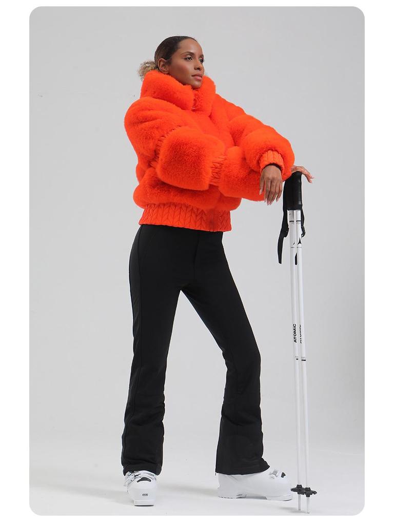 Women's Windproof Thickened Winter Ski Suit - European & American Style for Extreme Cold Outdoor Sports.