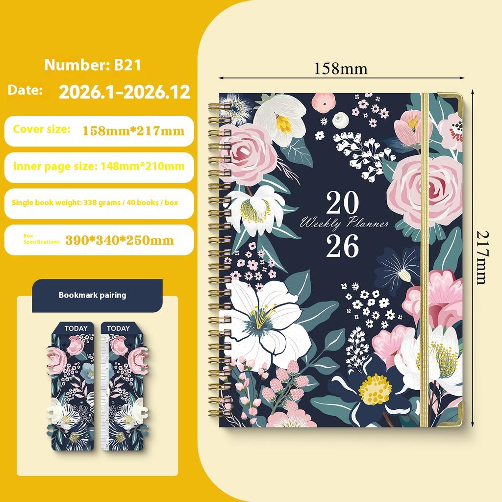 English Notepad A5 Coil English Notebook Diary Plan Book Work Exercise Schedule Book