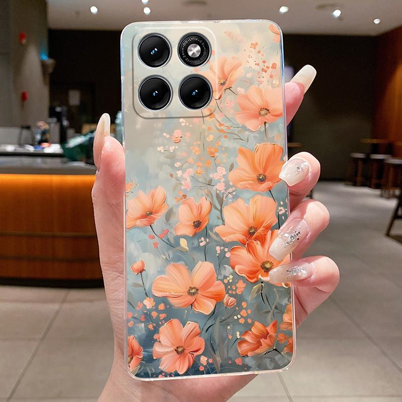 Чехол для Motorola Edge 70 Fusion Прозрачный Роскошный Модный Бабочки Цветы Мягкий ТПУ Силикон Чехол для Телефона для Edge70 Fusion Бампер