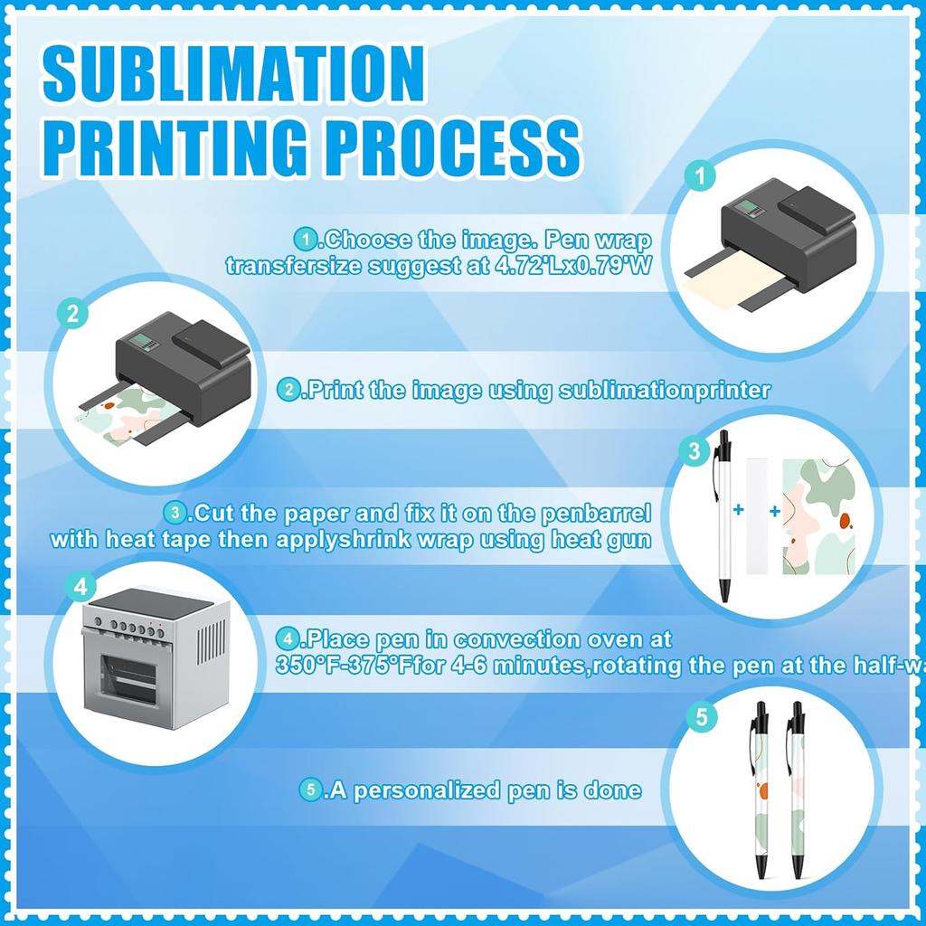 36 PCS Sublimation Coated Pens with Heat Shrink Wrap and ized Clip for DIY Office Home School Stationery Supplies
