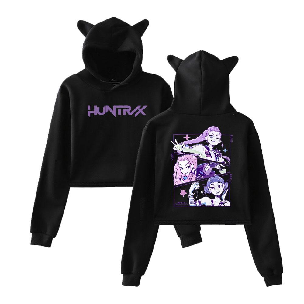 Сексуальные женские укороченные свитшоты с принтом KPop Demon Hunters, оверсайз, свободные, в стиле харадзюку, корейские повседневные топы