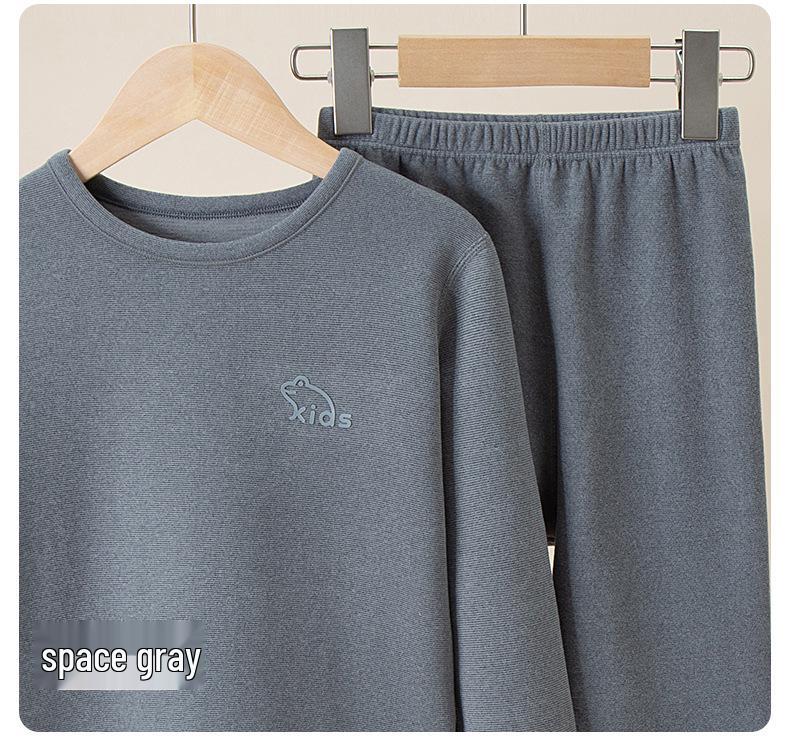2025 Autumn/Winter Children's Double-Sided Brushed Wool Silk Warm Underwear Set for Boys and Girls