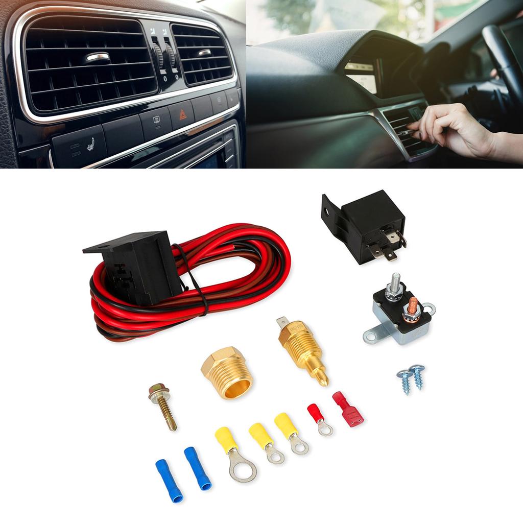 3/8" 175~185 Электрический термостат вентилятора двигателя DC12V 60A Реле температуры Переключатель Датчик Комплект для двигателей 265 283 305 307 383