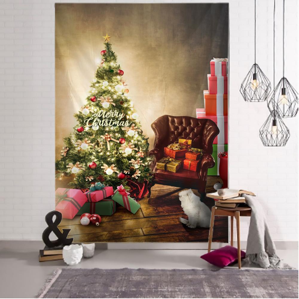 Christmas Tree Home Decor Tapestry Christmas Wall Hanging Scene Living Room Room Wall Decor Backdrop Cloth Tapestry
