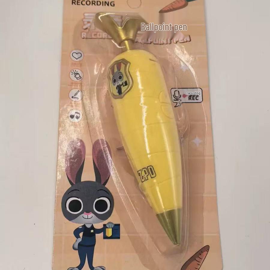 Judy Rabbit Carrot Voice Recorder Prank Writing Pen - Cute Animal Design