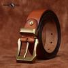 Fashion Personality Retro Thickened Smooth Top Layer Cowhide Genuine Leather Men's Belt Tough Guy Copper Buckle Belt