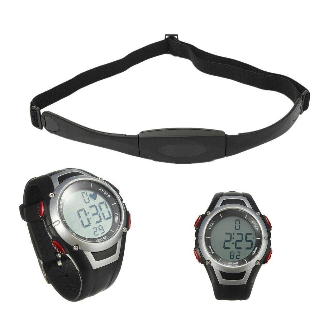 Спортивные цифровые часы с пульсометром и беспроводным нагрудным ремнем, водонепроницаемые