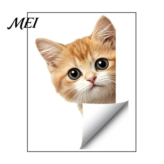 Durable Outdoor Window Decals Cute Peeking Animal Static Clings, Cartoon Cat Dog Wall Stickers, Waterproof Holiday Party Decorations Removable
