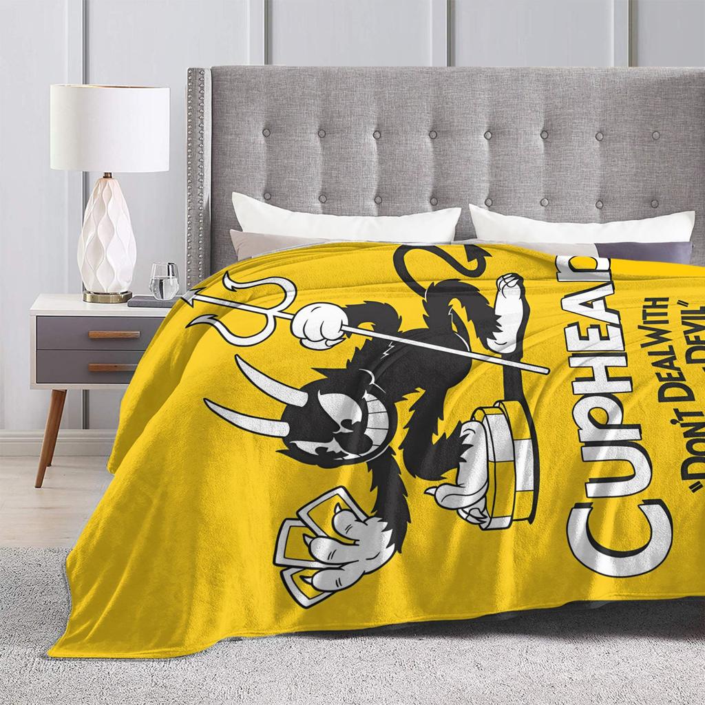 Cupheads & Mugmans Blankets Quality Soft Cartoon Bedding Throws Winter Boy Girl Bedroom Print Bedspread