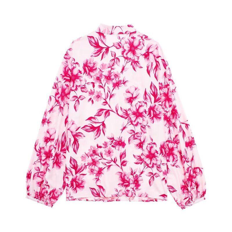 2024 Spring New Arrival European and American Women's Clothing Florals Print Shirt Skirt Suit 7484065 7484067