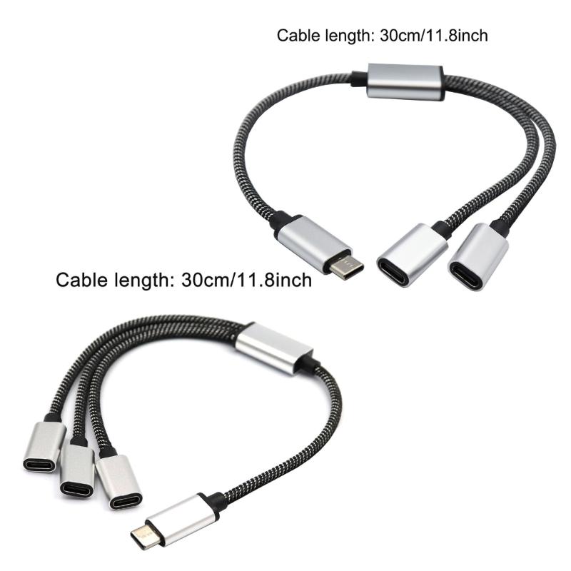 Разветвитель USB C (папа) на 2/3 USB C (мама) Кабели-конвертеры Несколько хабов Порт USB C Хаб Зарядное устройство Адаптер для разделения питания 11,81 дюйма