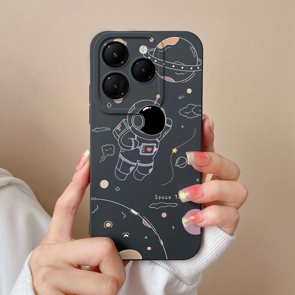 Чехол для Infinix Hot 40 Pro Zero 30 4G Note 40 Smart 8 Itel S24 RS4, чехол с астронавтом с мультяшным узором, противоударный жидкий силикон, матовый чехол для телефона, чехлы