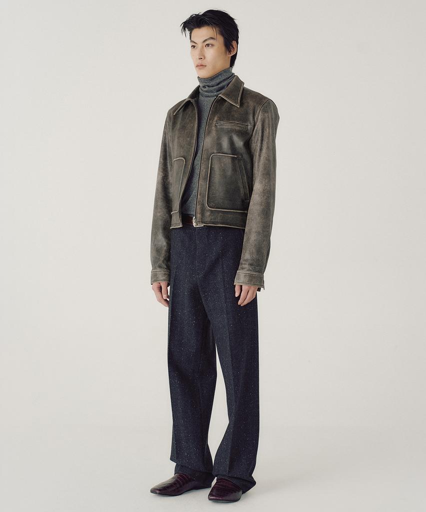 MMIC Aged Leather Jacket (Deep Brown)