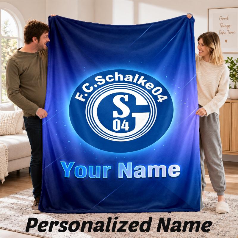Schalke 04 FC Personalized Flannel Blanket Custom Name Text Soft Throw Blanket Home Decor