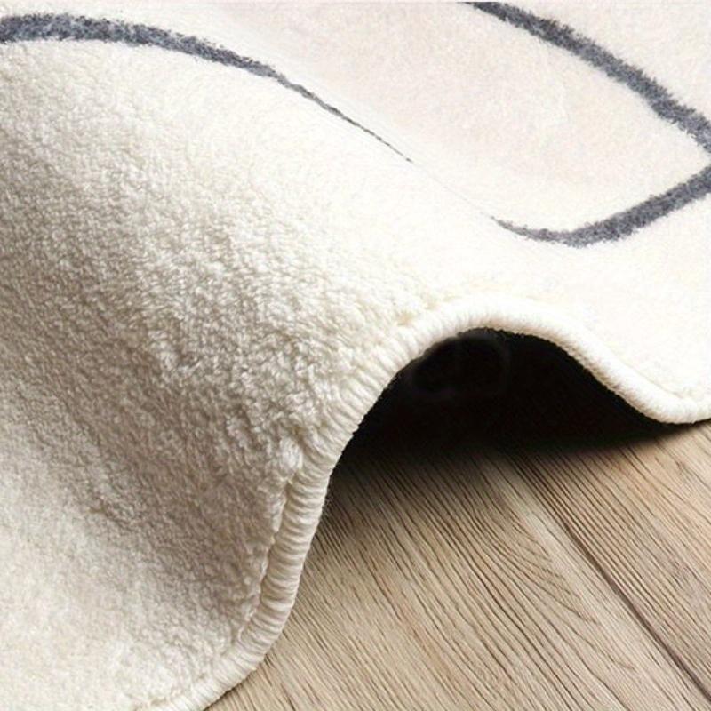 Luxurious Faux Cashmere Area Mat Non-Slip, Irregular Shape, Soft & Fluffy, Black & White Striped Design for Living Room or Bedroom Decor