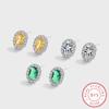 Изысканные красочные серебряные серьги с цирконом S925 для женской моды, круглые зеленые, желтые серьги с цирконом, ювелирные изделия, подарок на годовщину, ювелирные изделия из стерлингового серебра