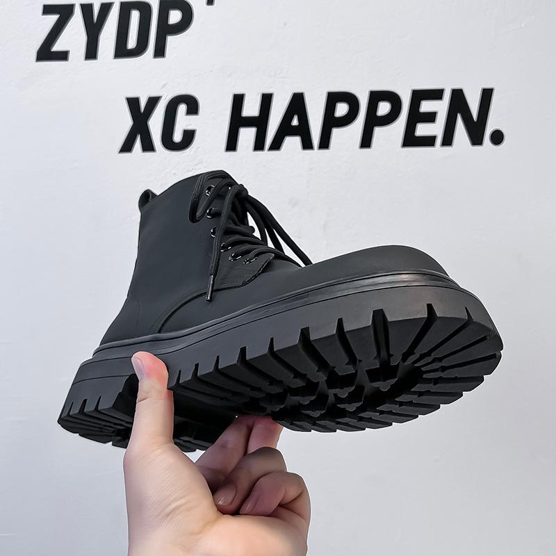 Ботинки Martin мужские осенние высокие черные кожаные ботинки локомотив мужские средние ботинки на толстой подошве 2866-A