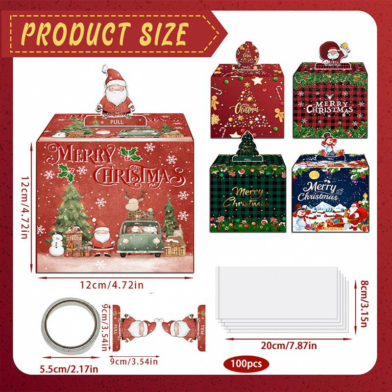 Christmas Christmas Gift Cute Gift Wrap Surprise Money Pull-Out Gift Box Party Favors DIY Xmas Atmosphere 12x12cm