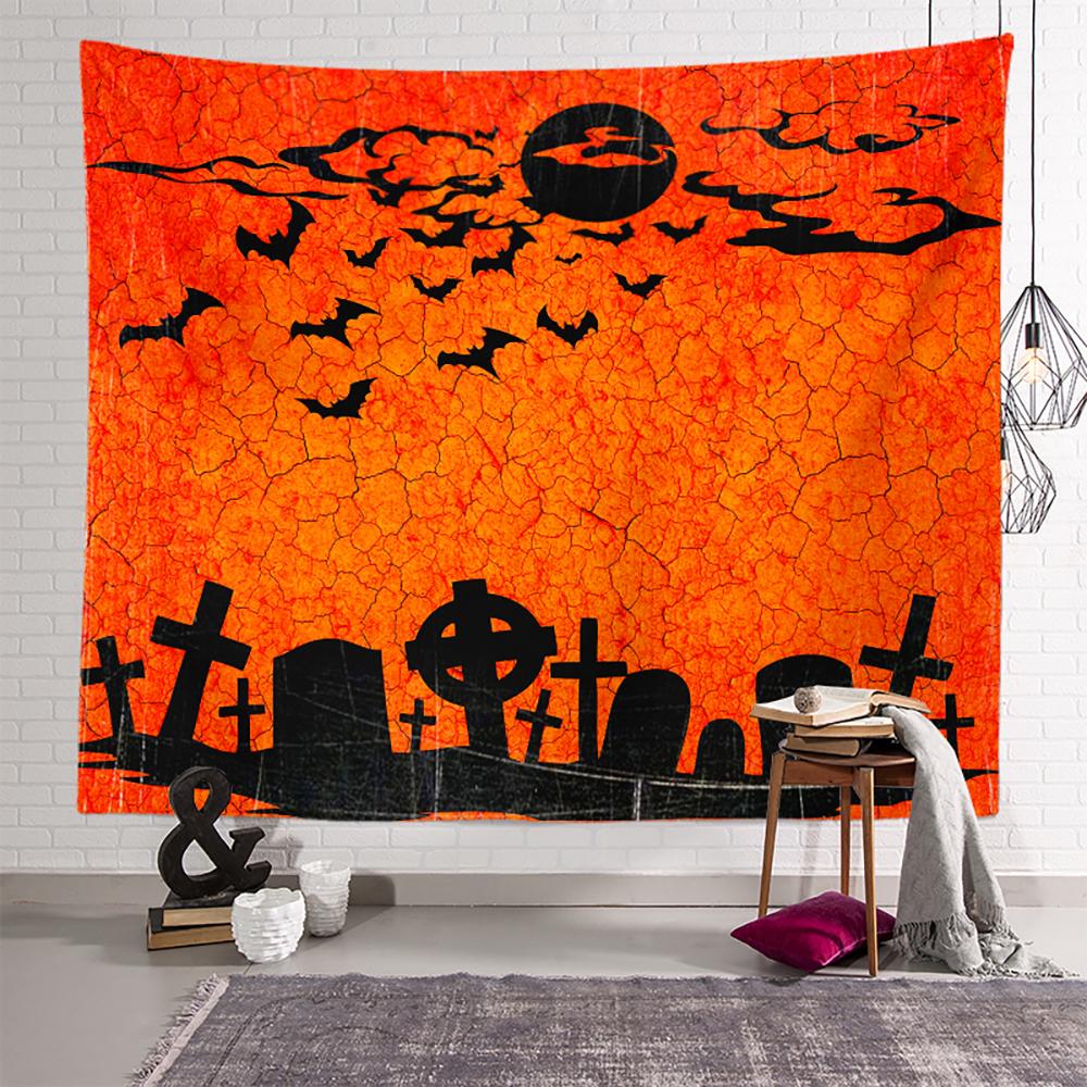 Хэллоуин страшная тыква ведьма летучая мышь принт гобелен потолок дома гостиная спальня настенный декор 230x180 см
