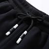 Winter Men Pants Thick Plush Drawstring Elastic Waist Heat Retention Zipper Pockets Plus