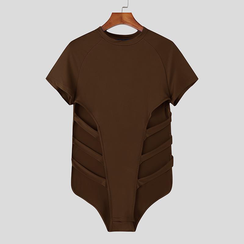 INCERUN Мужские комбинезоны с коротким рукавом и повязками, облегающие комбинезоны, домашняя одежда