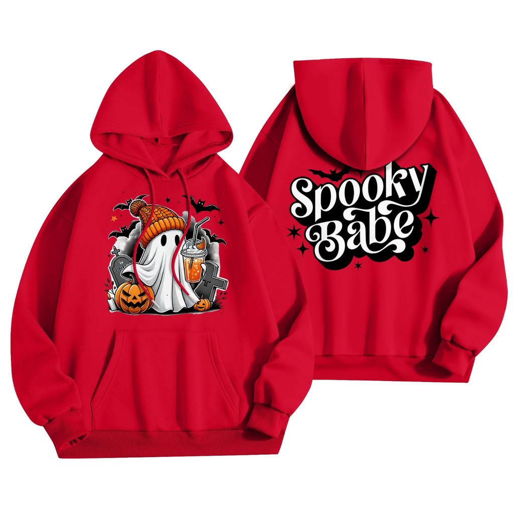 Женская мода, легкий женский свитер с длинными рукавами и карманами, толстовка с капюшоном на Хэллоуин