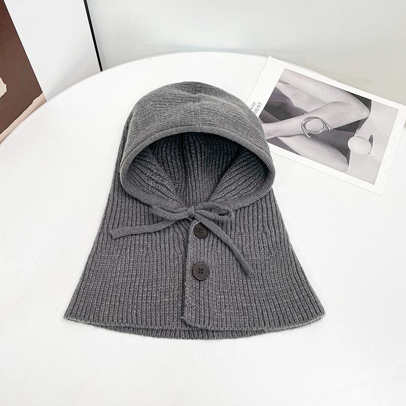 Balaclava Hat, Scarf, Integrated Women's Autumn and Winter Ankla Red Warm Ear Protector Wool Hat