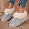 Fashion Sequins Decor Platform Snow Boots Women Fashion Keep Warm Faux Fur Winter Boots Woman Shiny Fuffly Furry Ankle Boots Ladies 42