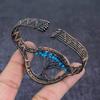 Arizona Turquoise Gemstone Handmade Copper Wire Wrap Cuff Bangle Adjustable w4d03