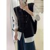 Весна и осень Наружная одежда внахлест Кардиган Камзол Темперамент Литературный стиль Нишевый дизайн Нерегулярный вязаный жилет Жилет для женщин