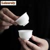 35ml Handamde Iced Jade Porcelain Reversed Cup White Tasting Teacup Mug Small Personal Tea Bowl Master Cup Kung Fu Teaware Gift
