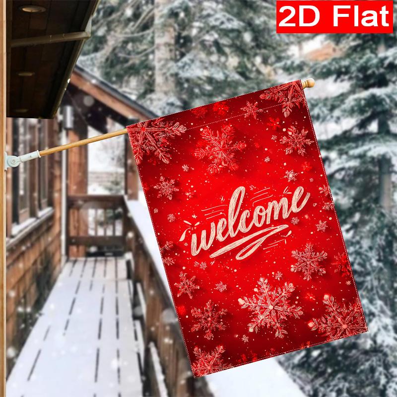 Gd-Dq09050080-1pc Welcome Winter Snowflakes Welcome Christmas Garden Flag_2 (1)- Outdoor Garden Flag Double-Sided Home Decoration Courtyard Decoration