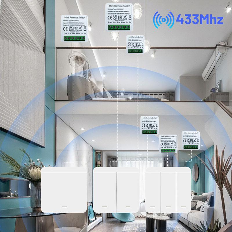Умный беспроводной выключатель 433 МГц для DIY, 1/2/3 клавиши, настенная панель 86, пульт ДУ, релейный модуль для системы автоматизации светодиодного освещения дома