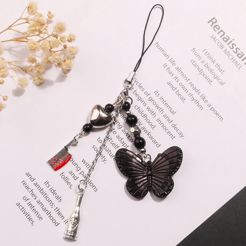 Готический панк телефон кулон брелок бабочка сердце милый крутой телефон цепочка наушники чехол сумка украшения кулон