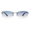 Police Sunglasses SPLG39J 579L 60 2023 Model WIND Two Point Borderless Square Titanium Frame Shiny Silver Lens Light Navy Gradation Men's Color
