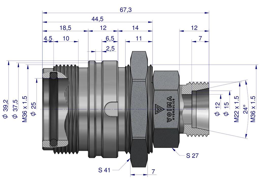 Zawór Gniazdo Zsr (50490020) M22X1.5 Skręcane Voima