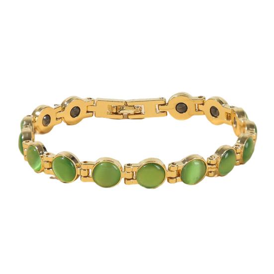 Браслет для магнитной терапии, позолоченный, снимает усталость, ювелирные изделия, блестящий камень «кошачий глаз»